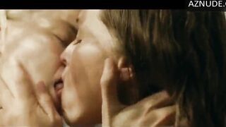 Lesbian Plot: Natalie Krill Erika Linder tongue kissing in Below Her Mouth #2