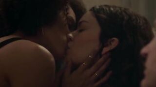 Lesbian Plot: Nathalie Emmanuel and Britt Lower lesbian in Holly Slept Over (2020) #4